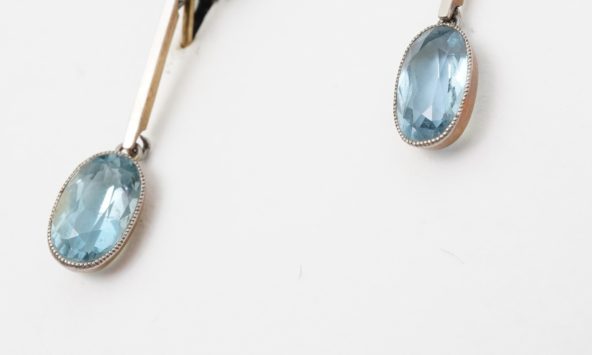 A pair of aquamarine drop earrings, early 20th century